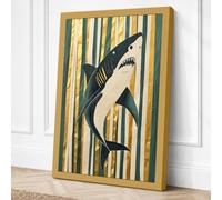 Primal Shark Graphic Canvas Wall Art Print 36x24 Inch