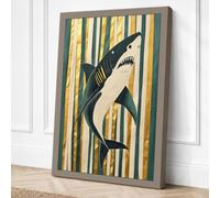 Primal Shark Graphic Canvas Wall Art Print 36x24 Inch