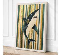 Primal Shark Graphic Canvas Wall Art Print 36x24 Inch
