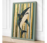 Primal Shark Graphic Canvas Wall Art Print 36x24 Inch