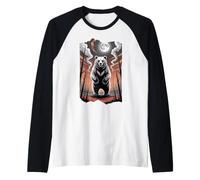Primal Spirit Bear Under a Full Moon Raglan Baseball Tee