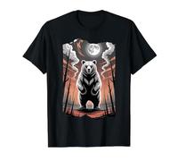 Primal Spirit Bear Under a Full Moon Value Graphic T-Shirt, Men, Black, S