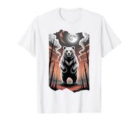 Primal Spirit Bear Under a Full Moon Value Graphic T-Shirt, Men, White, S