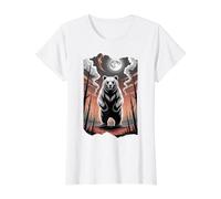 Primal Spirit Bear Under a Full Moon Value Graphic T-Shirt, Women, White, S
