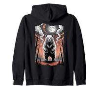 Primal Spirit Bear Under a Full Moon Zip Hoodie
