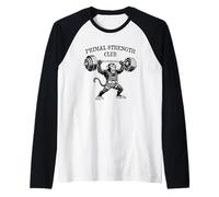 Primal Strength Club Monkey Vintage Style Design Raglan Baseball Tee