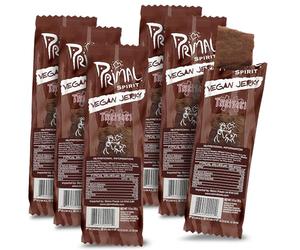 Primal Strips Teriyaki Vegan Jerky Pack of 6 (28gm) - Delicious Meat Alternative Healthy Snacks - Non-GMO, High Protein, Traditional Vegan Snacks