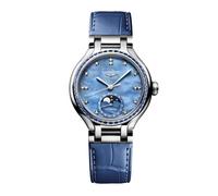 PrimaLuna 34mm Ladies Watch Blue Leather Strap