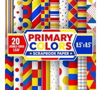 Primary Colors Scrapbook Paper: 20 Double-Sided Sheets, 20 Designs, 8.5" x 8.5" Bold Geometric, Stars, Dots & Stripes Craft Pad for Kids' Crafts, Card Making, Origami & Classroom Projects