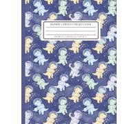 Primary Composition Notebook: Cute Space Dinosaur Astronauts | Grades K-2: Primary Ruled with Solid and Dotted Lines