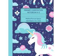Primary Composition Notebook for Kids K-2: Purple Unicorn Journal for Early Writers | Handwriting Lines with Dotted Midline, Drawing Space, Alphabet & Number Tracing, and Coloring Fun