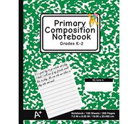 Primary Composition Notebook: School Marble Green - K-2nd Grade Composition Journal Pad , For Alphabet Writing Practice, [Back To School Essential]