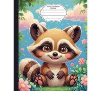 Primary Composition Notebook With A Cute Raccoon: Primary Journal for Grades K-2 with Dotted Midline and Picture Space | 120 lined pages great for Early Learning