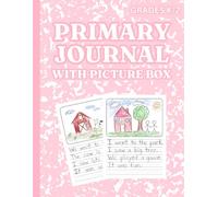 Primary Journal With Picture Box: Cute Pink Marble Draw and Write Composition Book for Girls Grades K-2, Half Page Dotted Midline Ruled Pages for Creative Story Writing with Top Drawing Space