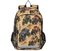 Primary Middle School Backpack Desert Monster Truck Kids Book Bags for Teens Kindergarten Sturdy Waterproof Lightweight Durable