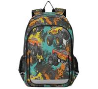 Primary Middle School Backpack Dots Monster Truck Car Kids Book Bags for Teens Kindergarten Sturdy Waterproof Lightweight Durable
