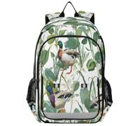 Primary Middle School Backpack Green Headed Duck Pattern Kids Book Bags for Teens Kindergarten Sturdy Waterproof Lightweight Durable