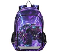 Primary Middle School Backpack Lightning Monster Truck Kids Book Bags for Teens Kindergarten Sturdy Waterproof Lightweight Durable