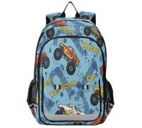 Primary Middle School Backpack Monster Truck Cars Kids Book Bags for Teens Kindergarten Sturdy Waterproof Lightweight Durable