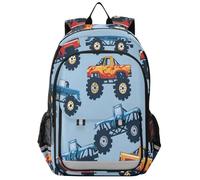 Primary Middle School Backpack Monster Truck Cars Seamless Pattern Kids Book Bags for Teens Kindergarten Sturdy Waterproof Lightweight Durable