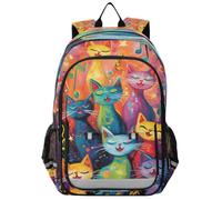 Primary Middle School Backpack Singing Cats Kids Book Bags for Teens Kindergarten Sturdy Waterproof Lightweight Durable Ages 6-12