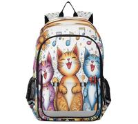 Primary Middle School Backpack Three Singing Cats Kids Book Bags for Teens Kindergarten Sturdy Waterproof Lightweight Durable Ages 6-12