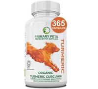 Primary Pets Premium Pet Supplies - Organic Turmeric Capsules for Dogs, 365 x 600mg, Curcumin and Black Pepper Supplement, Supports Dogs Mobility and