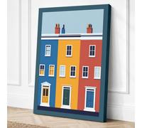 Primary Townhouse Geometric Canvas Wall Art Print 36x24 Inch (91 x 61 cm)