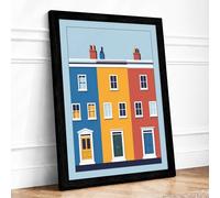 Primary Townhouse Geometric Framed Wall Art Print A3 (42×29.7cm) Black, Wall Decor for Living Room, Bedroom, Office & Home, Ready to Hang, Art Gift