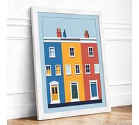 Primary Townhouse Geometric Framed Wall Art Print A3 White | Ready to Hang, Premium Gi Paper, Fade-Resistant Inks, Securely Packaged, UK Made
