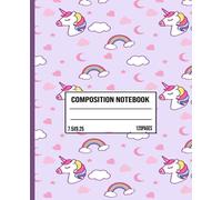 Primary Unicorn Composition Notebook: Wide Ruled paper notebook for teens, kids, students, girls homes and colleges soft cover | Cute Unicorn Rainbow pink pattern.