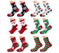 Primasage Christmas Socks 6 Pairs of Soft and Comfortable Fluffy Happy Socks, Suitable for Indoor Use in Winter, Fluffy Christmas Socks is a Warm Gift for Women and Girls