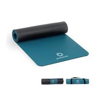 Primasole PER Eco-Friendly 2-Color Yoga Mat (0.4") - Secure Grip for Yoga, Pilates, Gym, Tear-Resistant, Portable w/Strap & Bag, 68x24" Blue/Black, All Levels,Easy to Clean
