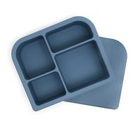 PrimaStella Snacktainer™ Silicone 4-Compartment Bento Box - Leak-Proof Lunch Box for Kids and Adults - BPA Free (Slate Blue)