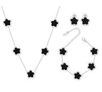 PRIMATORIA Five Leaf Clover Jewelry Set for Women 18K Gold Plated Earrings 5 Leaf Lucky Choker Ear Earrings for Mother Daughter, 18K Gold Plated, No Gemstone