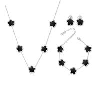 PRIMATORIA Five Leaf Clover Jewelry Set for Women 18K Gold Plated Earrings 5 Leaf Lucky Choker Ear Earrings for Mother Daughter, 18K Gold Plated, No Gemstone
