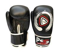 Prime Adult Real Leather Boxing Gloves Punching Mitts Training Gloves Martial Arts 1059 Black (Black-1059, 14-OZ)