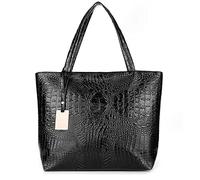 Prime Amazon Day Deals Sale Offers 2019-Womens Tote Bag Crocodile Leather Large Fashion Handbag Cross Body Shoulder Bag Purse Shopping Bag Lady Saddle Bags for Women
