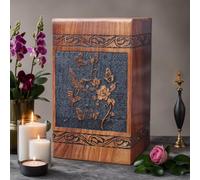 Prime Art wooden urns for ashes adult cremation box for ashes adult cremation urns for ashes adult tree of life urn for ashes (Bird Rose Black, (Large - 11.25" Hx6.25 W (250 Cu/in))
