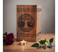 Prime Art wooden urns for ashes adult cremation box for ashes adult cremation urns for ashes adult tree of life urn for ashes (Tree Of Life Natural, (Medium - 9.5" Hx5.5 W (180 Cu/in))
