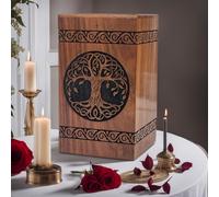 Prime Art wooden urns for ashes adult cremation box for ashes adult cremation urns for ashes adult tree of life urn for ashes (Tree Of Life Black, (Large - 11.25" Hx6.25 W (250 Cu/in))