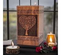 Prime Art wooden urns for ashes adult cremation box for ashes adult cremation urns for ashes adult tree of life urn for ashes (Heart Tree Natural, (Large - 11.25" Hx6.25 W (250 Cu/in))