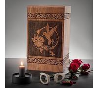 Prime Art wooden urns for ashes adult cremation box for ashes adult cremation urns for ashes adult tree of life urn for ashes (Bird Natural, (Large - 11.25" Hx6.25 W (250 Cu/in))