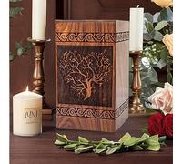 Prime Art wooden urns for ashes adult cremation box for ashes adult cremation urns for ashes adult tree of life urn for ashes (Heart Rate Natural, (Medium - 9.5" Hx5.5 W (180 Cu/in))