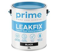 Prime Black LeakFix Liquid Rubber Coating 1L - Instant Waterproof Roof Sealant for Leaks, Cracks, Roof Repairs, Gutters, Drainpipes, Concrete, Brick & Metal Surfaces - One Coat Seal & Waterproofer