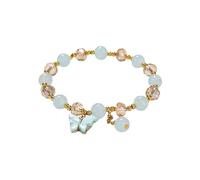 Prime Butterfly Glass Bracelet Bead, Bohemian Butterfly Crystal Stone Stretch Pendant Bracelets for Women Girls Gold Beaded Stackable Stretch Bracelet Colorful Charm Jewelry Boho Summer Beach