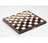 Prime Chess 10" Traditional Wooden Draughts Checkers Set Hand Crafted