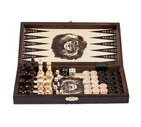 Prime Chess - 3 in 1 - Wooden Chess Set, Backgammon Checkers Draughts Set - Small Handcrafted Classic Game