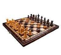 Prime Chess Hand Crafted Cherry Wooden Chess And Draughts Set 35cm x 35cm Age 14+