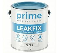 Prime Clear LeakFix Liquid Rubber Coating 1L - Instant Waterproof Roof Sealant for Leaks, Cracks, Roof Repairs, Gutters, Drainpipes, Concrete, Brick & Metal Surfaces - One Coat Seal & Waterproofer